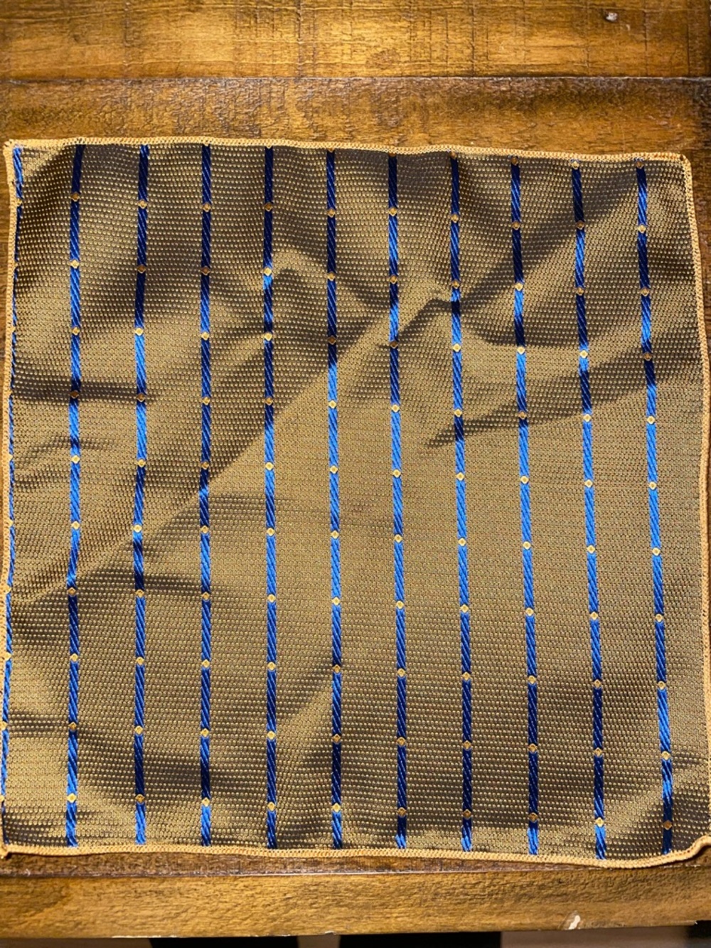 Blue-Striped gold Reversible Pocket Square